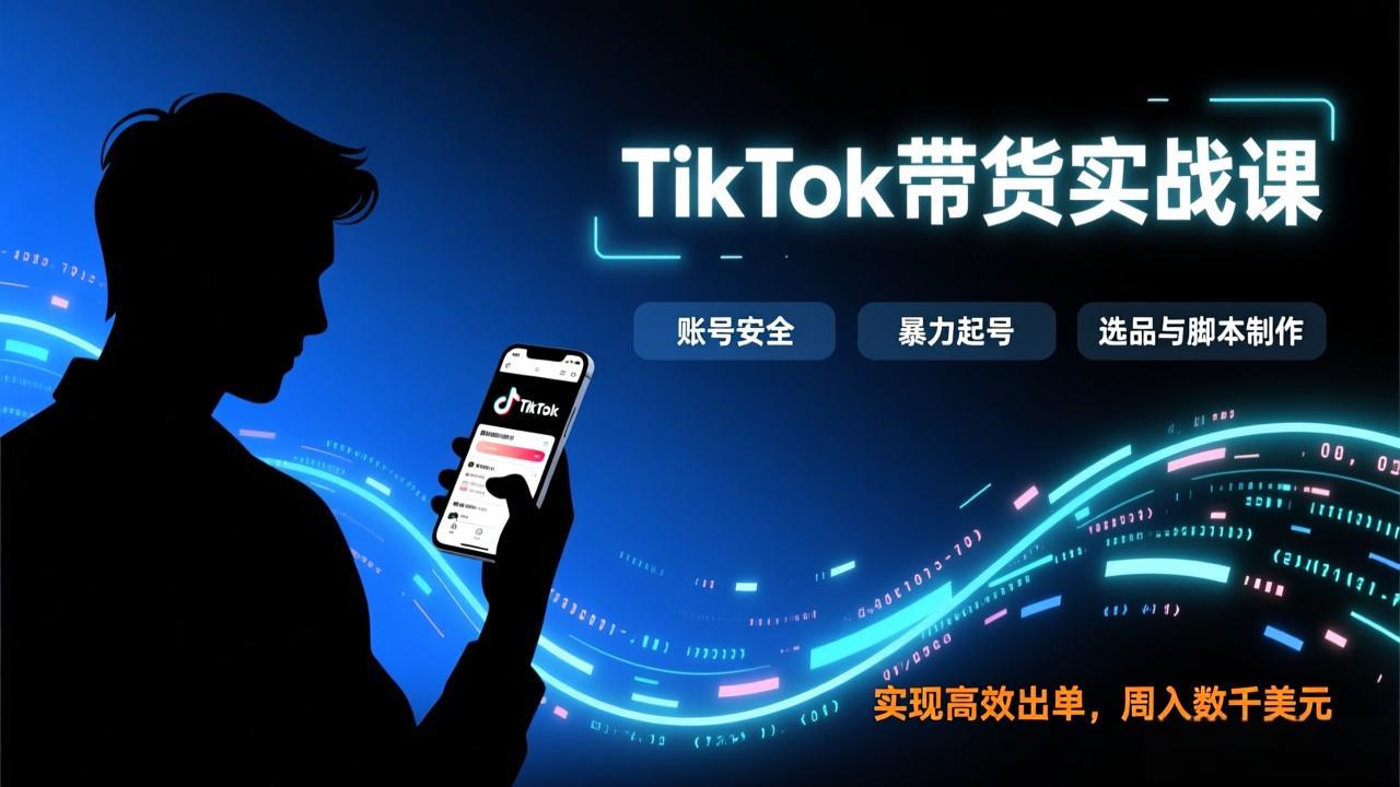 TikTok带货实战课，涵盖账号安全、暴力起号、选品与脚本制作，实现高效出单，周入数千美元-网创之家