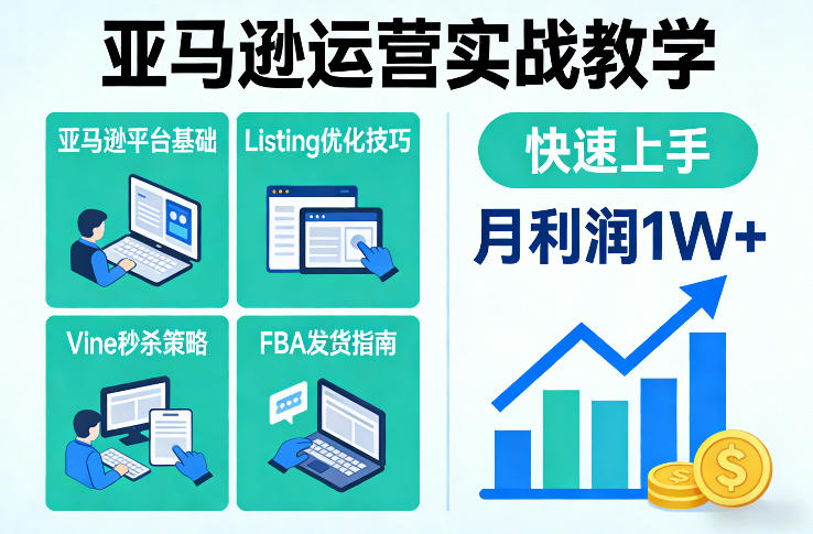 亚马逊运营实战教学，亚马逊平台+Listing优化+Vine秒杀+FBA发货等，快速上手，实现店铺月利润1W-网创之家