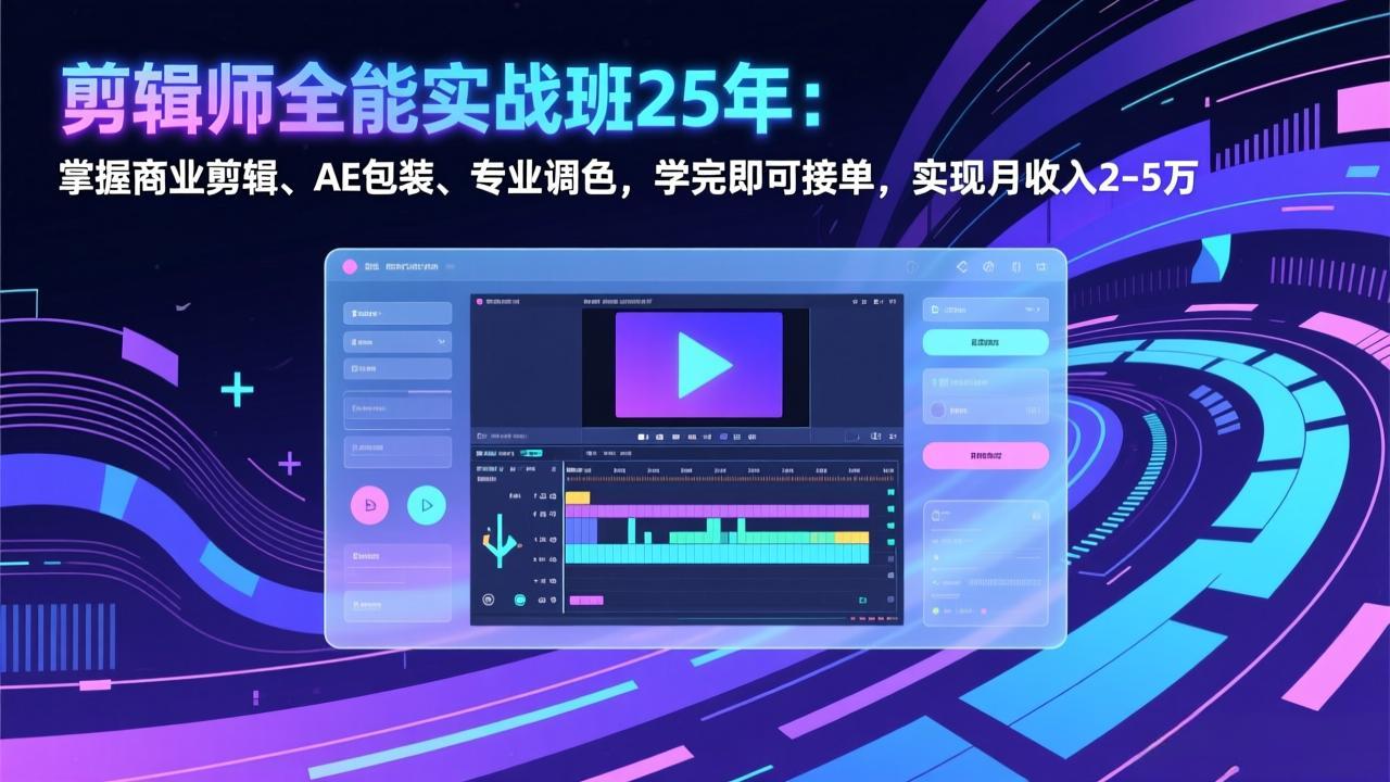 剪辑师全能实战班25年：掌握商业剪辑、AE包装、专业调色，学完即可接单，实现月收入2-5万-网创之家