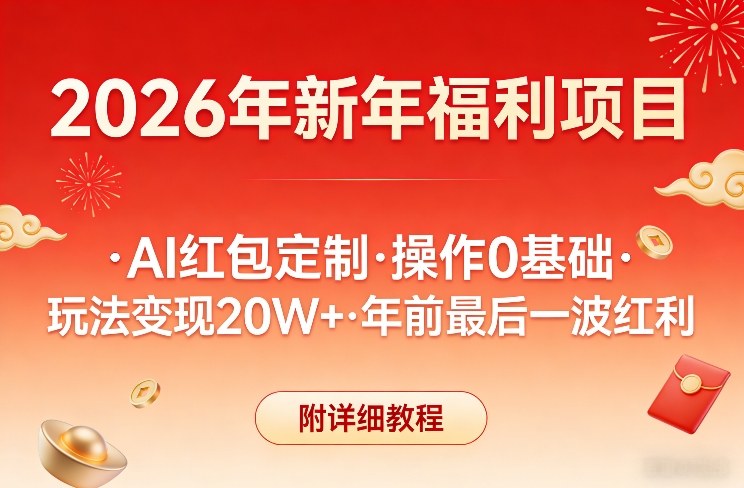新年福利项目，AI红包定制，操作0基础，玩法变现20W+年前最后一波红利，附详细教程-网创之家