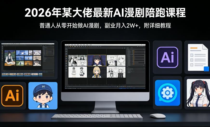 26年某大佬最新Ai漫剧陪跑课程，普通人从零开始做AI漫剧，副业月入2W+-网创之家
