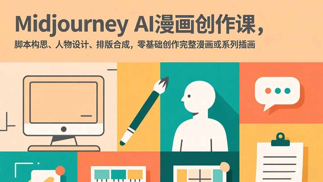 Midjourney AI漫画创作课，脚本构思、人物设计、排版合成，零基础创作完整漫画或系列插画-网创之家
