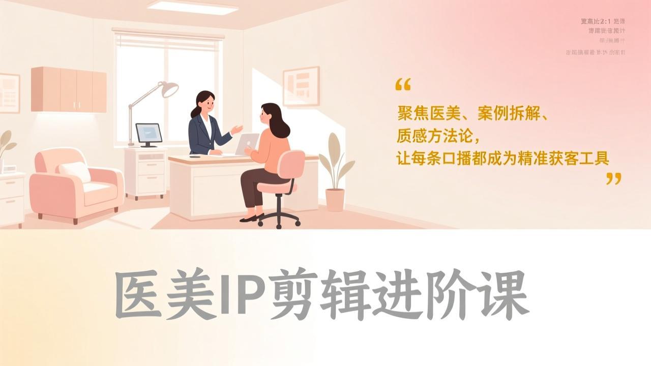 医美IP剪辑进阶课，聚焦医美、案例拆解、质感方法论，让每条口播都成为精准获客工具-网创之家