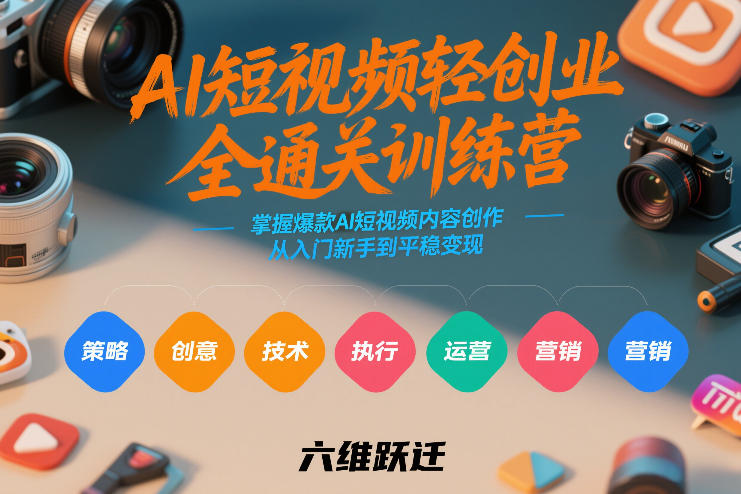 AI短视频轻创业全通关训练营，掌握爆款AI短视频内容创作，从入门新手到平稳变现的六维跃迁-网创之家