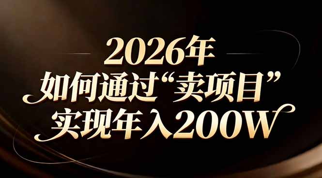 站在2026年的十字路口：一个普通人如何通过卖项目实现年入200万-网创之家