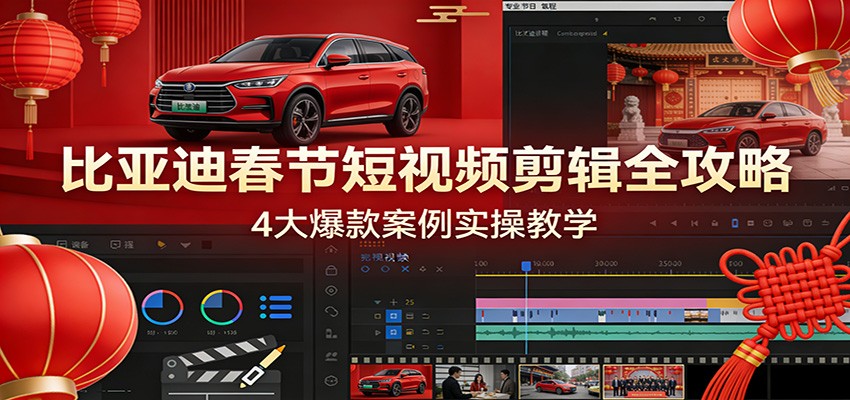 比亚迪春节短视频剪辑全攻略，4大爆款案例实操教学-网创之家