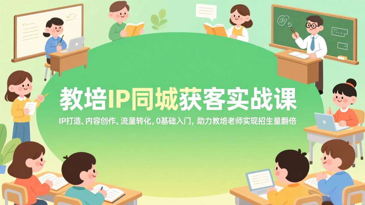 教培IP同城获客实战课，IP打造、内容创作、流量转化，0基础入门，助力教培老师实现招生量翻倍-网创之家
