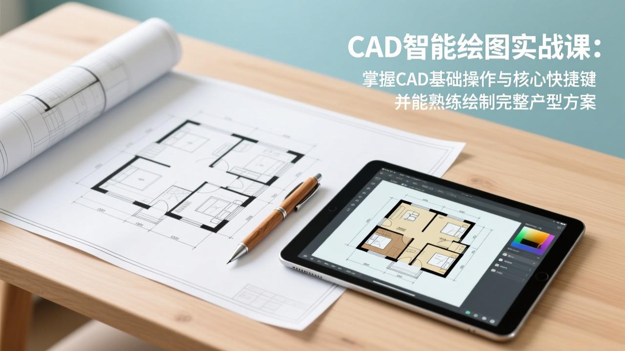 CAD智能绘图实战课：掌握CAD基础操作与核心快捷键，并能熟练绘制完整户型方案-网创之家