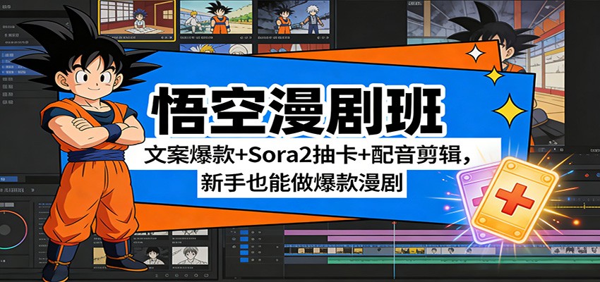 悟空漫剧班：文案爆款+Sora2抽卡+配音剪辑，新手也能做爆款漫剧-网创之家