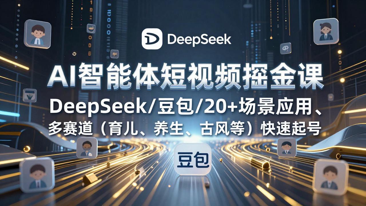 AI智能体短视频掘金课，DeepSeek/豆包/20+场景应用、多赛道(育儿、养生、古风等-网创之家