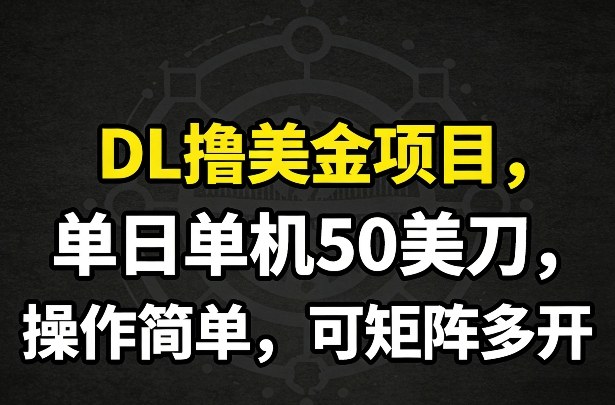 DL撸美金项目，单日单机50美刀，操作简单，可矩阵多开-网创之家