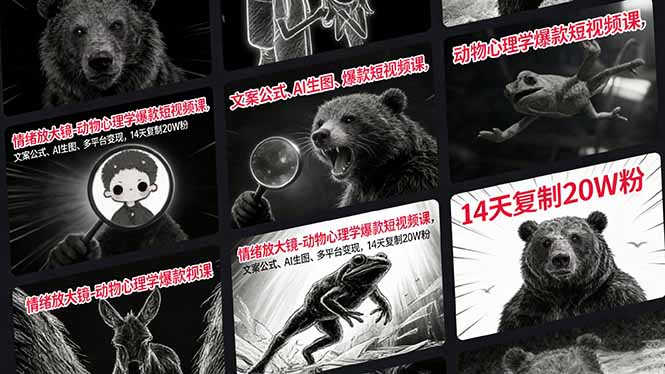 情绪放大镜-动物心理学爆款短视频课，文案公式、AI生图、多平台变现，14天复制20W粉-网创之家