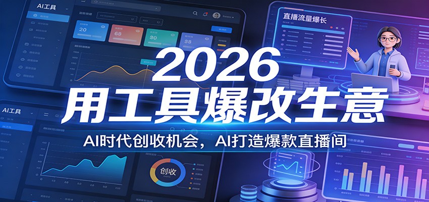 2026用工具爆改生意，AI时代创收机会，AI打造爆款直播间-网创之家