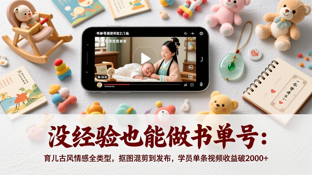 没经验也能做书单号：育儿古风情感全类型，抠图混剪到发布，学员单条视频收益破2000+-网创之家