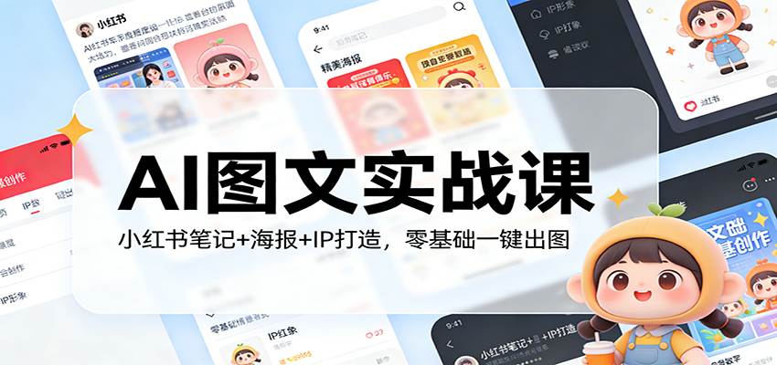 AI图文实战课：小红书笔记+海报+IP打造，零基础一键出图-网创之家