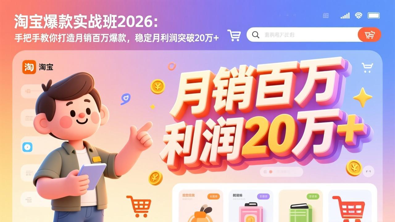 淘宝爆款实战班-2026年2月更新：手把手教你打造月销百万爆款，稳定月利润突破20万+-网创之家