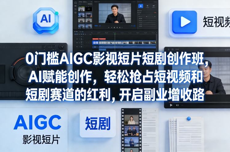 0门槛AIGC影视短片短剧创作班，AI赋能创作，轻松抢占短视频和短剧赛道的红利，开启副业增收路-网创之家