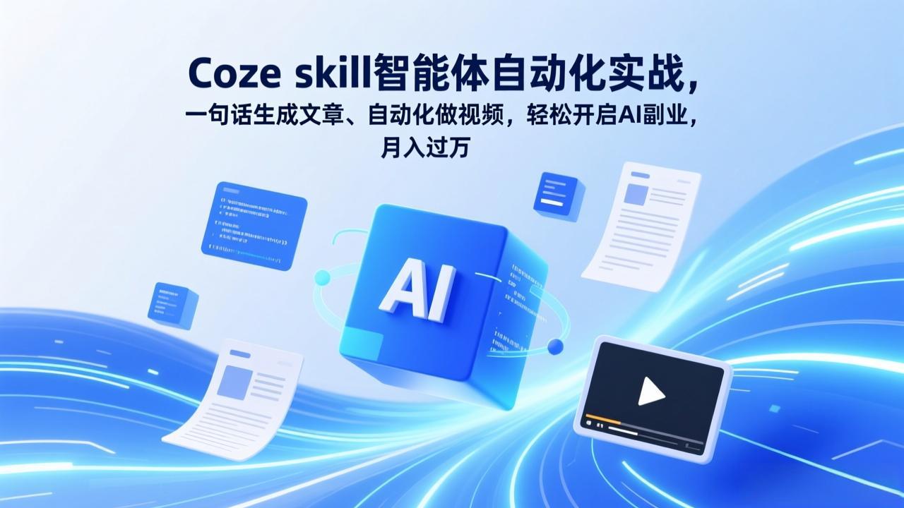 Coze skill智能体自动化实战，一句话生成文章、自动化做视频，轻松开启AI副业，月入过万-网创之家