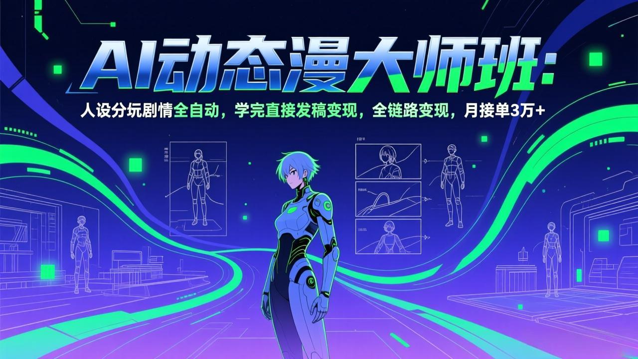 AI动态漫剧大师班：人设分镜剧情全自动，学完直接发稿变现，全链路变现，月接单3万+-网创之家