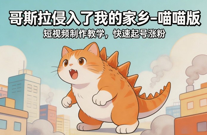 哥斯拉侵入了我的家乡–喵喵版短视频制作教学，快速起号涨粉-网创之家