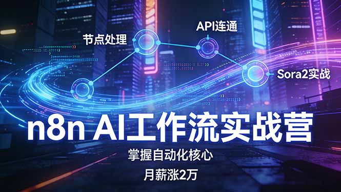n8n AI工作流实战营，节点处理+API连通+Sora2实战，掌握自动化核心月薪涨2万-网创之家