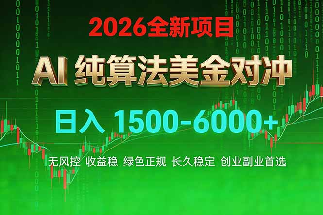 2026 全新美金对冲项目，不套平台赠金，不封号，纯算法对冲，日入 1500-6000+-网创之家