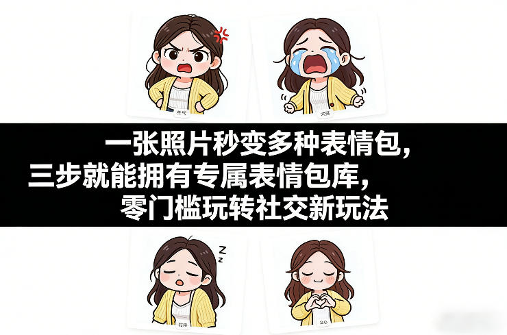 一张照片秒变多种表情包，三步就能拥有专属表情包库，零门槛玩转社交新玩法【文档】-网创之家