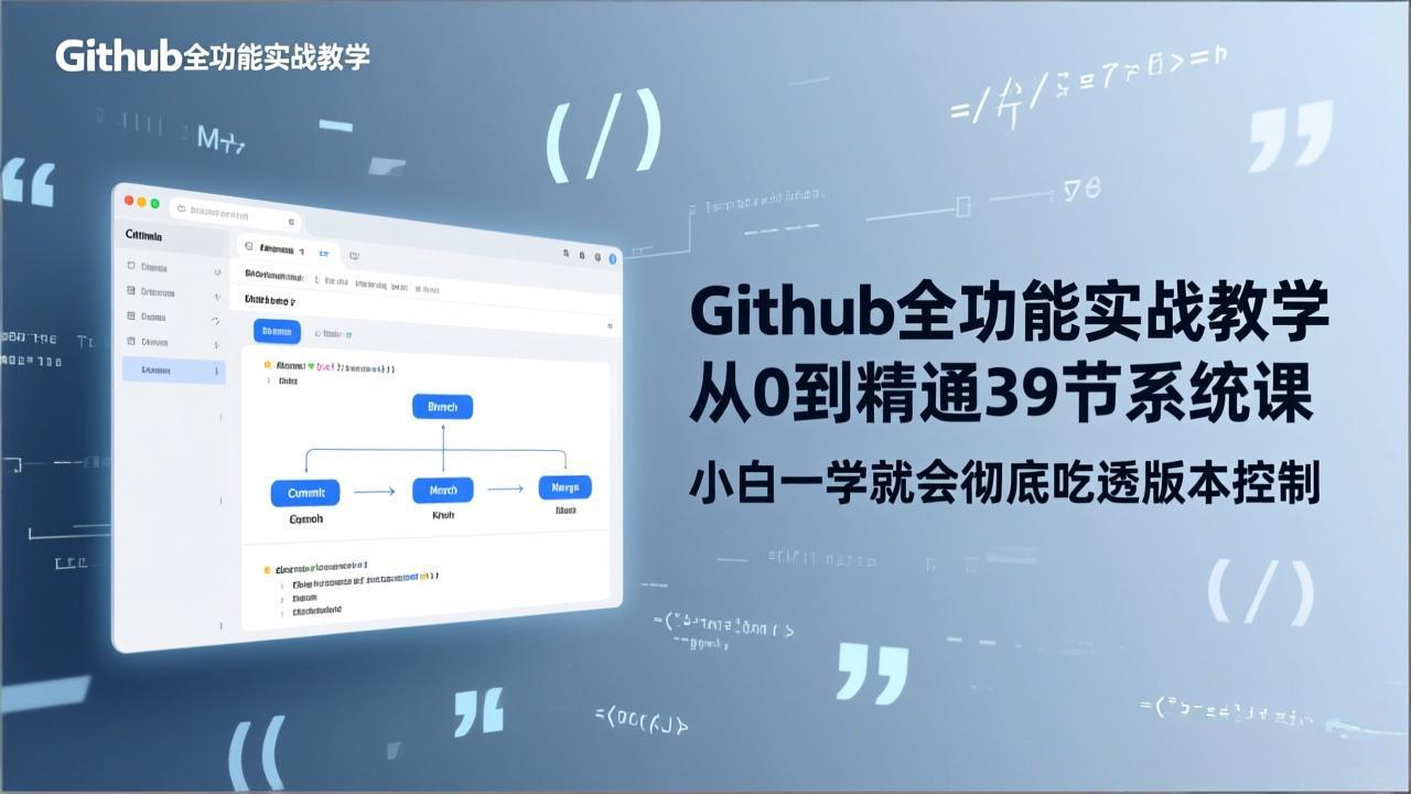 GitHub-全功能实战教学，从0到精通39节系统课，小白一学就会彻底吃透版本控制-网创之家