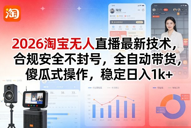 2026淘宝无人直播最新技术，合规安全不封号，全自动带货，傻瓜式操作，稳定日入1k+【揭秘】-网创之家