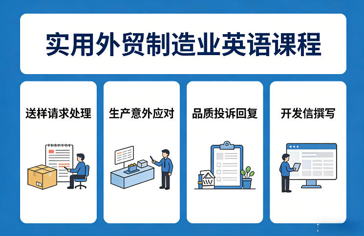 实用外贸制造业英语课程，教你专业处理送样请求、应对生产意外、回复品质投诉、撰写开发信等-网创之家