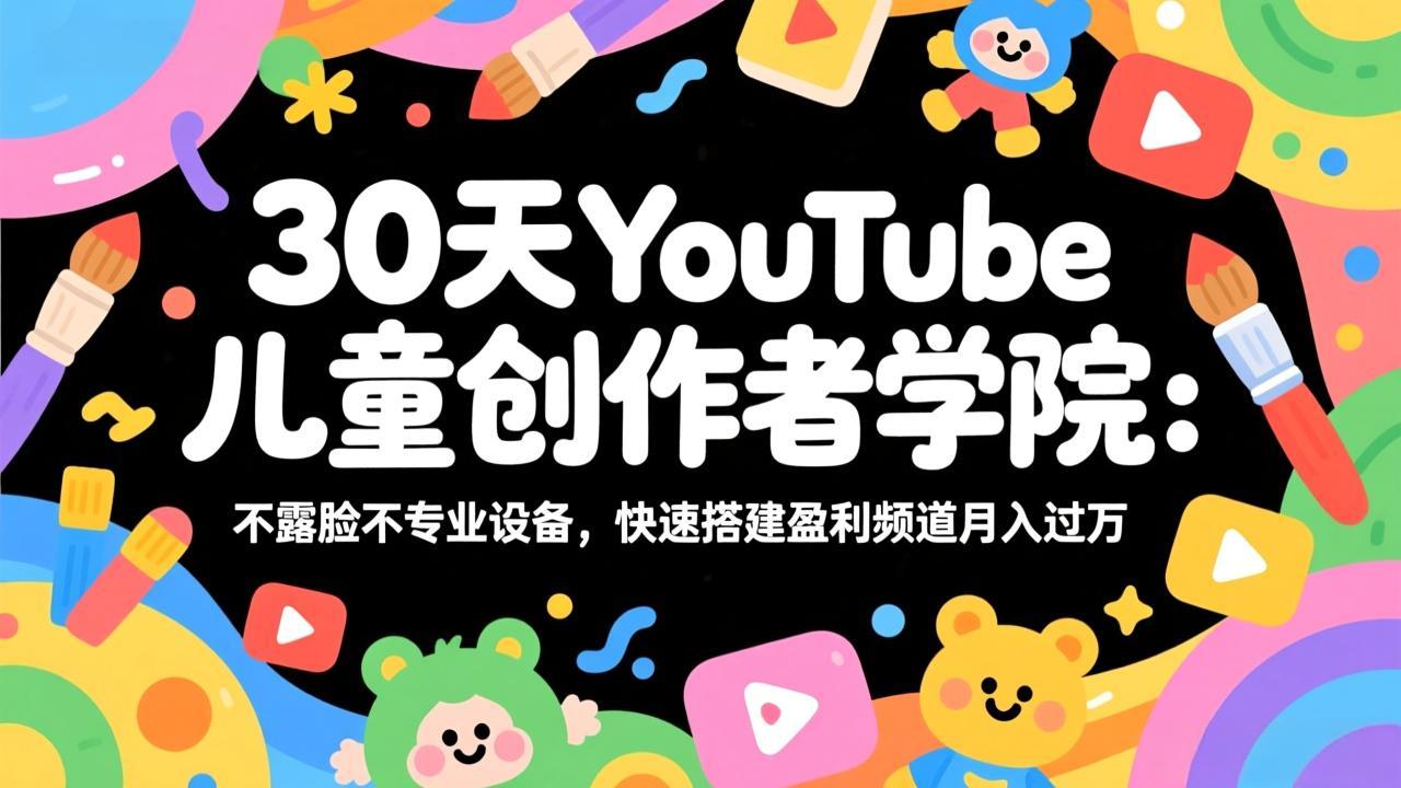 30天YouTube儿童创作者学院:不露脸不专业设备,快速搭建盈利频道月入过万-网创之家