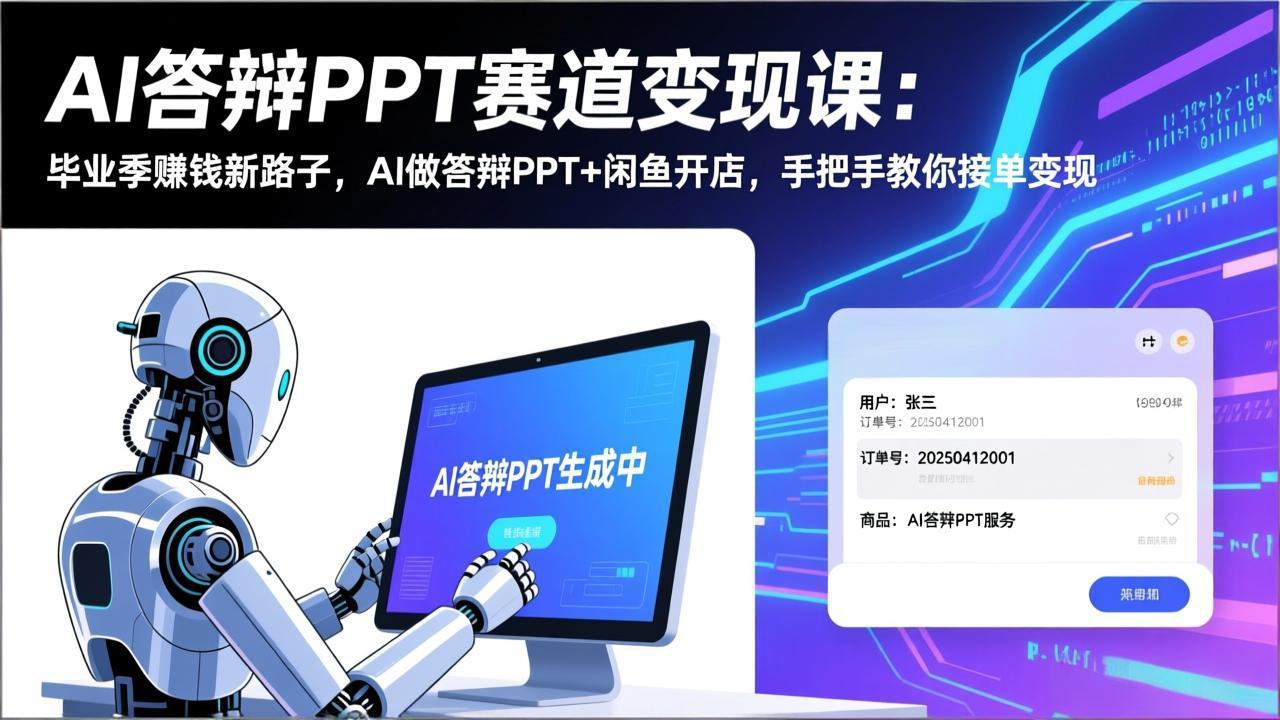 AI答辩PPT赛道变现课：毕业季赚钱新路子，AI做答辩PPT+闲鱼开店，手把手教你接单变现-网创之家