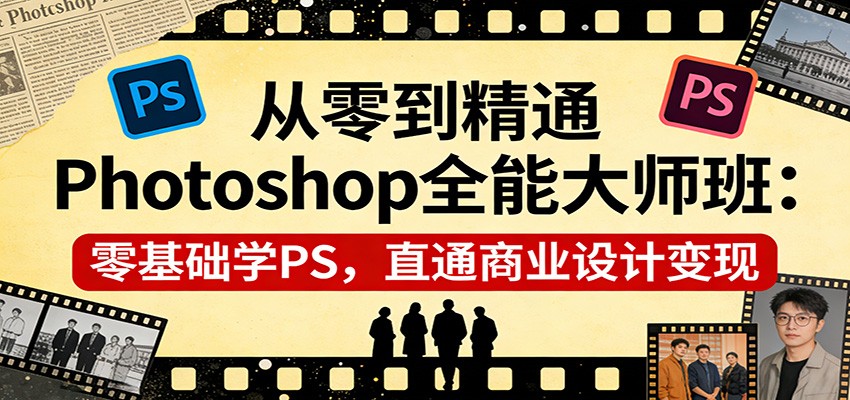 从零到精通Photoshop全能大师班：零基础学PS，直通商业设计变现-网创之家