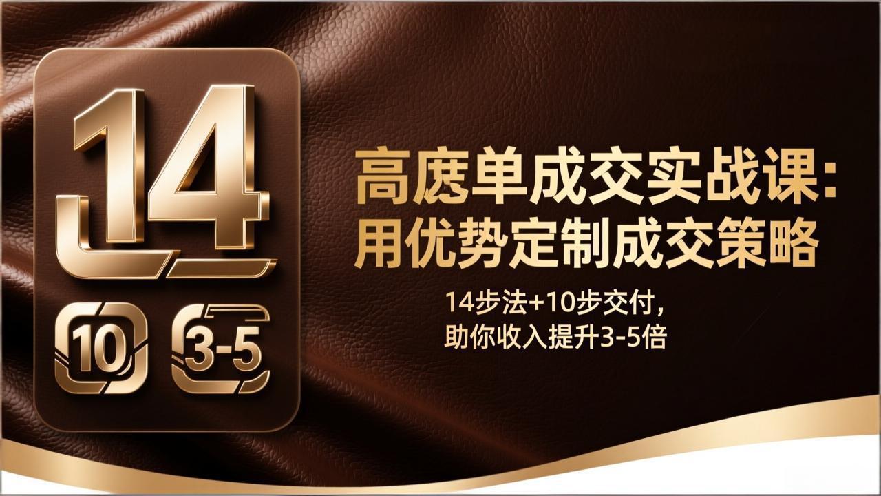 高客单成交实战课：用优势定制成交策略，14步法+10步交付，助你收入提升3-5倍-网创之家