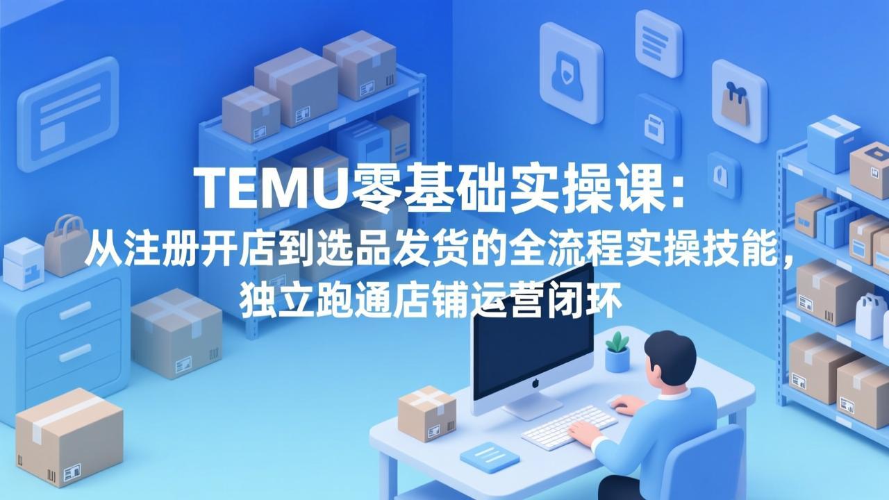 TEMU零基础实操课：从注册开店到选品发货的全流程实操技能，独立跑通店铺运营闭环-网创之家