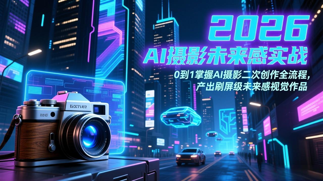 2026 AI摄影未来感实战：0到1掌握AI摄影二次创作全流程，产出刷屏级未来感视觉作品-网创之家