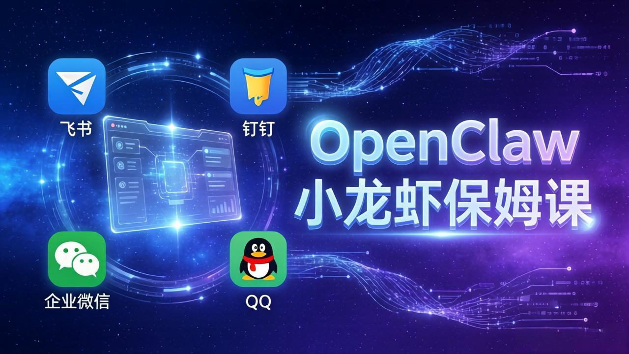 OpenClaw小龙虾保姆课： Windows/macOS/Linux/Docker全系统安装，飞书+钉钉+企业微信+QQ 全接入-网创之家