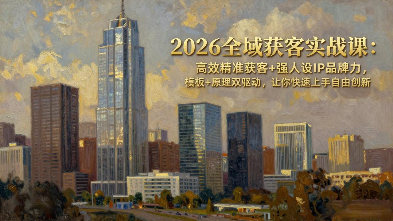 2026全域获客实战课：高效精准获客+强人设IP品牌力，模板+原理双驱动，让你快速上手自由创新-网创之家