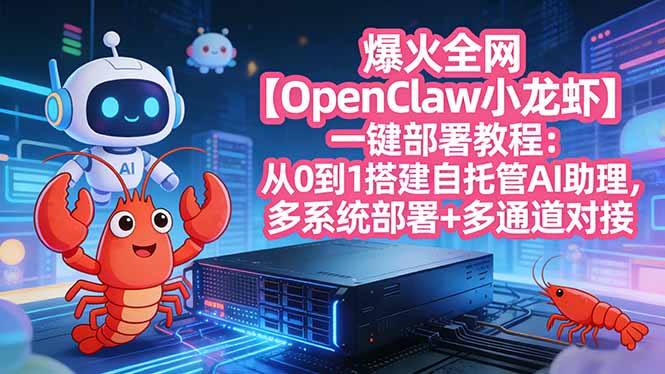 爆火全网【OpenClaw 小龙虾】一键部署教程：从0到1搭建自托管AI助理，多系统部署+多通道对接-网创之家
