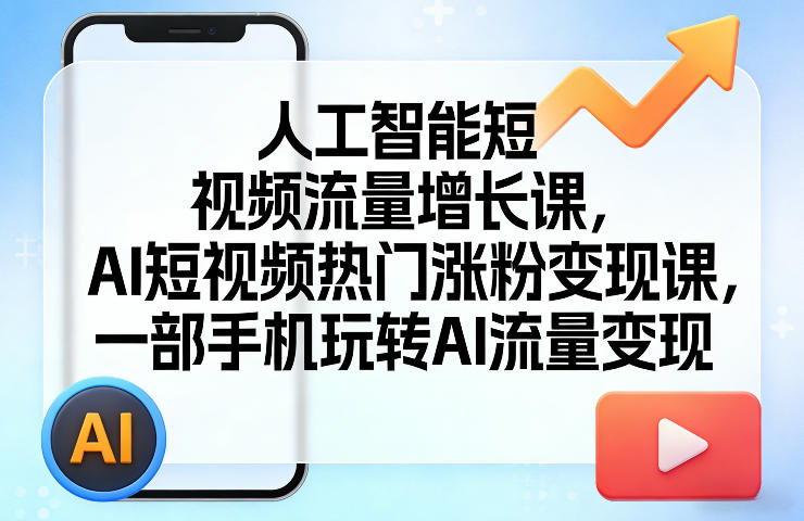 人工智能短视频流量增长课，AI短视频热门涨粉变现课，一部手机玩转AI流量变现-网创之家