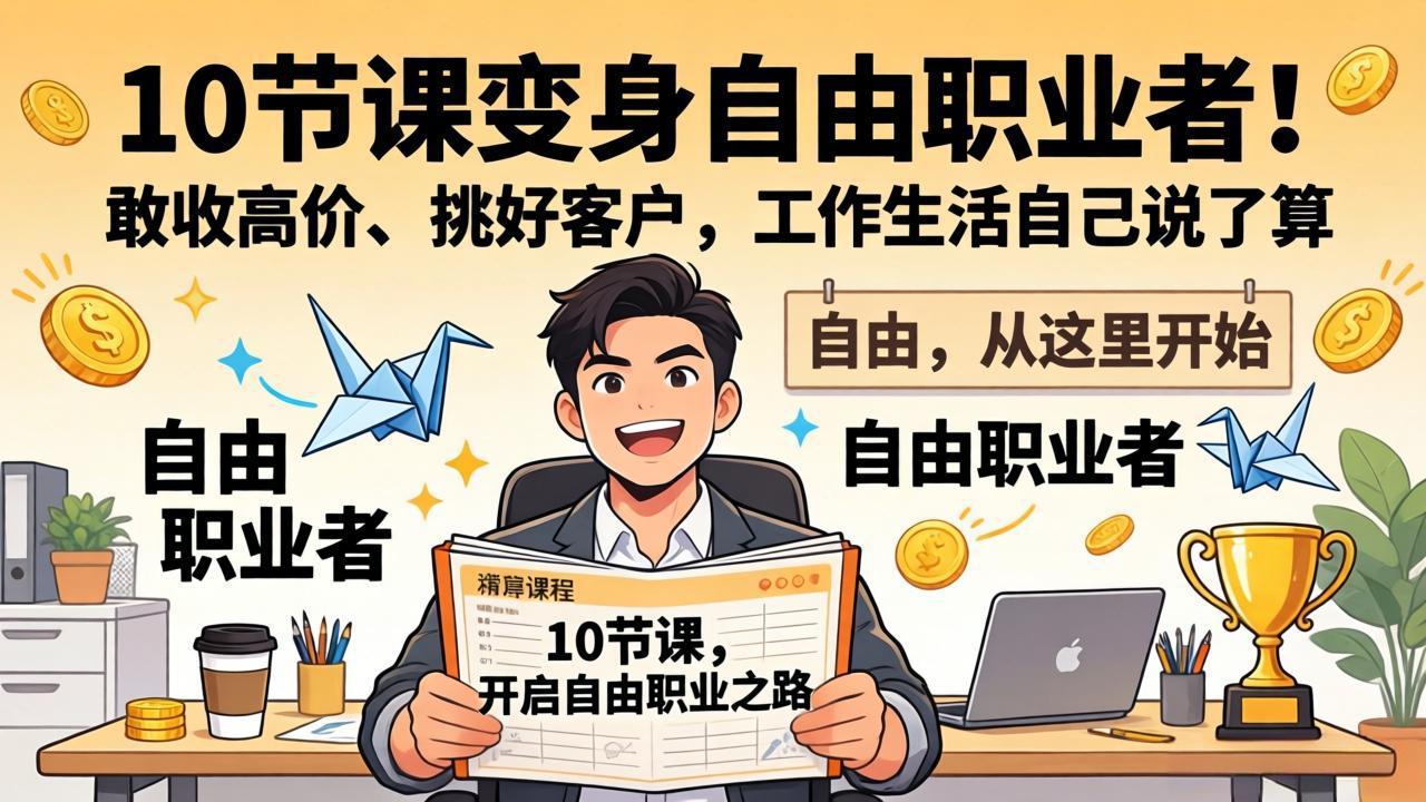 10 节课变身自由职业者!敢收高价、挑好客户,工作生活自己说了算-网创之家