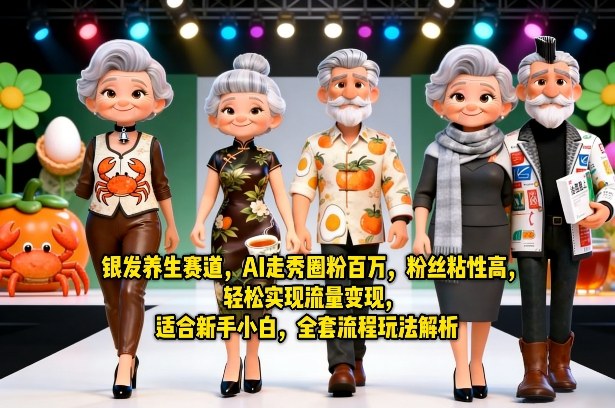 银发养生赛道，AI走秀圈粉百万，粉丝粘性高，轻松实现流量变现，适合新手小白，全套流程玩法解析-网创之家