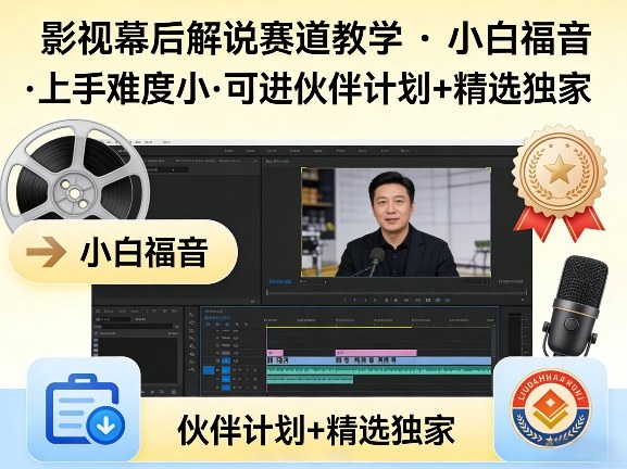 某大佬的影视幕后解说赛道教学，小白福音，上手难度小，可进伙伴计划+精选独家-网创之家