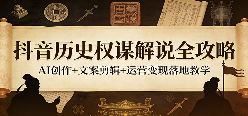 抖音历史权谋解说全攻略：AI创作+文案剪辑+运营变现落地教学-网创之家