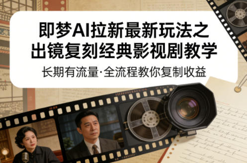 即梦AI拉新最新玩法之出镜复刻经典影视剧教学，长期有流量，全流程教你复制收益-网创之家