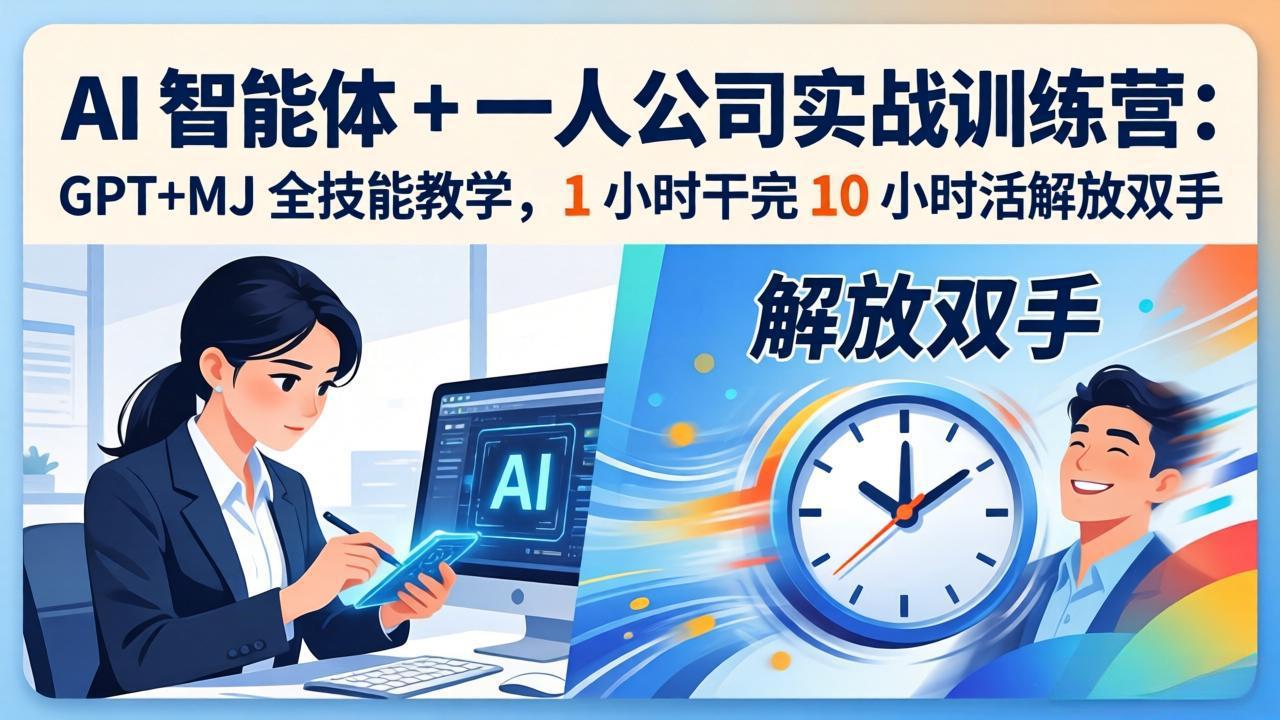 AI 智能体 + 一人公司实战训练营：GPT+MJ 全技能教学，1 小时干完 10 小时活解放双手-网创之家