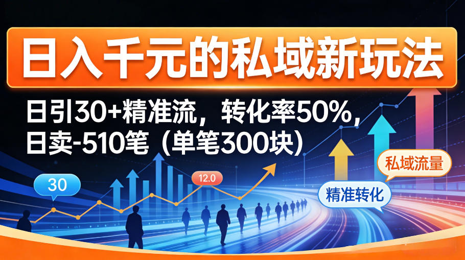 日入千米的私域新玩法：日引30＋精准流，转化率50%，日卖5-10笔(单笔300米)-网创之家