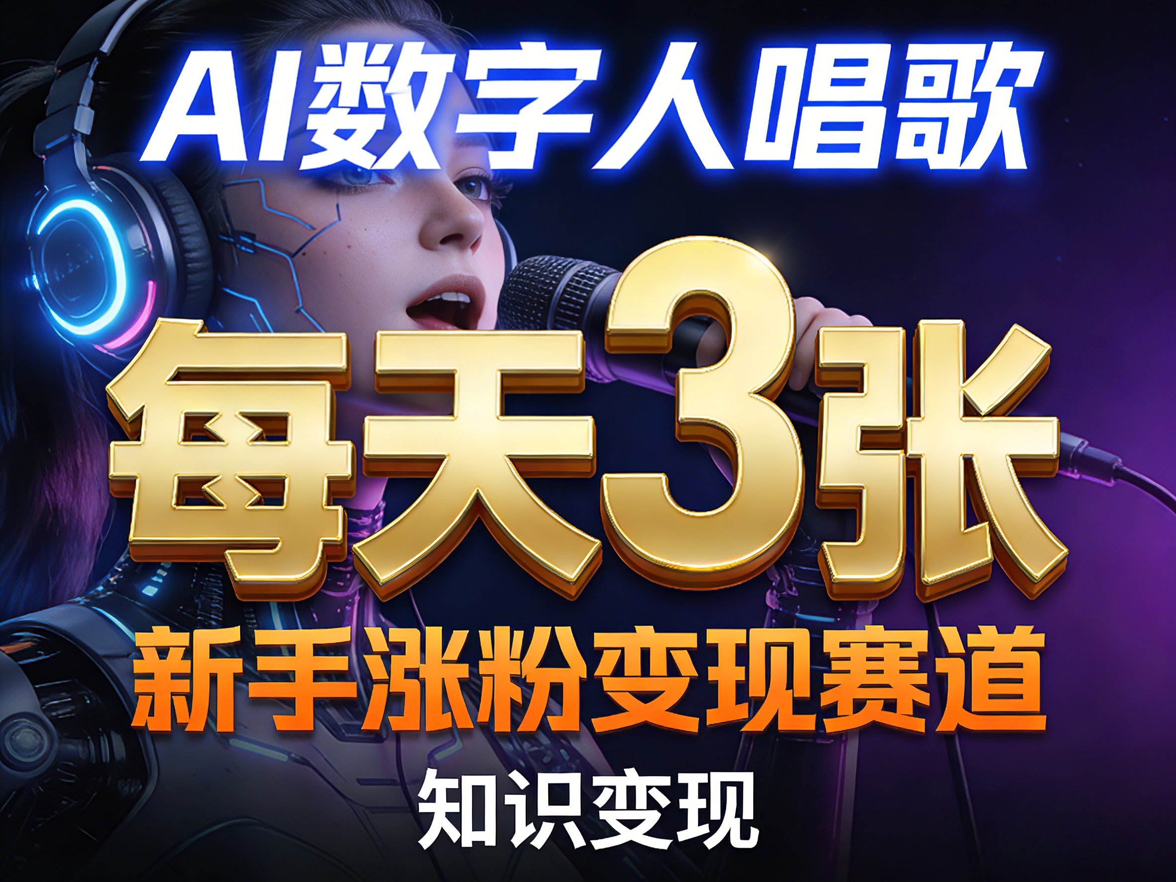 AI数字人唱歌，新手涨粉变现赛道，每天3张和知识付费，副业必备-网创之家