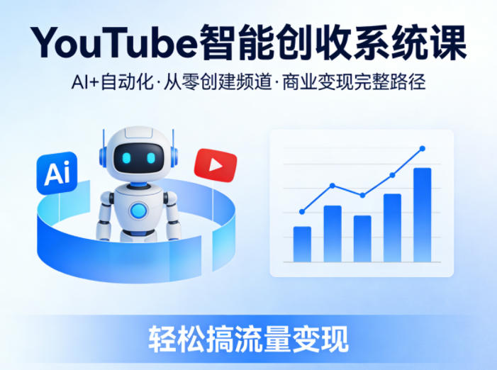 YouTube智能创收系统课，AI+自动化，从零创建YouTube频道并实现商业变现的完整路径，轻松搞流量变现-网创之家