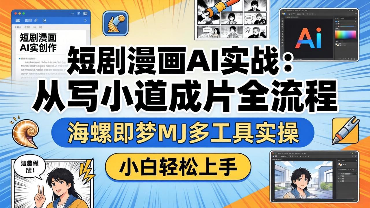 短剧漫画AI实战：从写小说到成片全流程，海螺即梦MJ多工具实操，小白轻松上手-网创之家